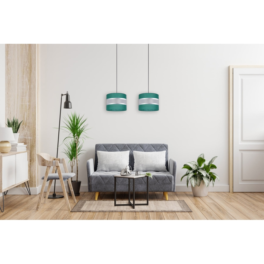 Viseći luster na sajli CORAL 2xE27/60W/230V, u zelenoj boji