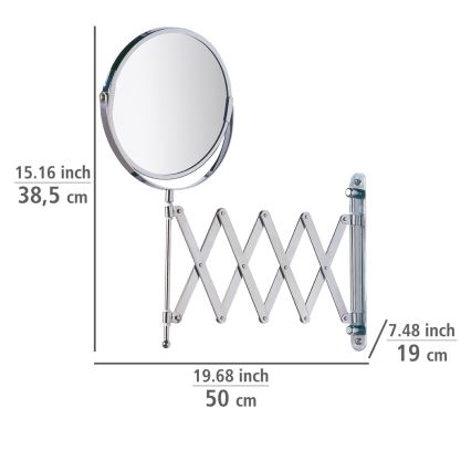 WENKO 15165100 - Kozmetičko ogledalo EXCLUSIVE 19x38,5 cm sjajni hrom