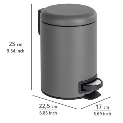 WENKO 22148100 - Korpa LEMAN 17x25 cm siva/crna