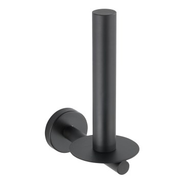 WENKO 24262100-Držač toalet papira BOSIO BLACK 8x18 cm nerđajući čelik/srebrna
