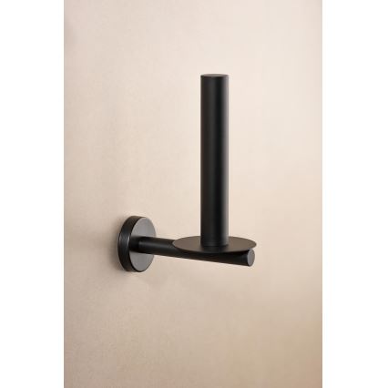 WENKO 24262100-Držač toalet papira BOSIO BLACK 8x18 cm nerđajući čelik/srebrna