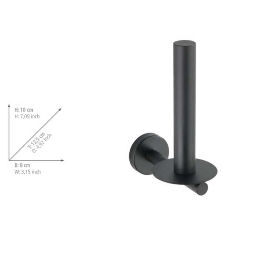 WENKO 24262100-Držač toalet papira BOSIO BLACK 8x18 cm nerđajući čelik/srebrna