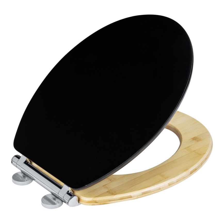 WENKO 25772100 - WC daska BAMBUZA 37x44 cm crna/smeđa/sjajni hrom