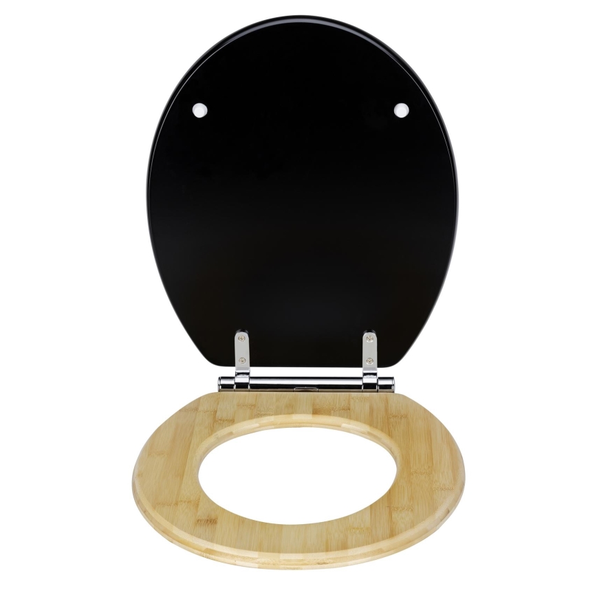 WENKO 25772100 - WC daska BAMBUZA 37x44 cm crna/smeđa/sjajni hrom