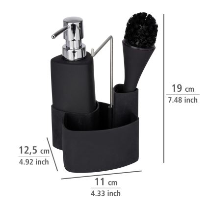 WENKO 3620127800 - Set za pranje EMPIRE 11x19 cm crna/srebrna