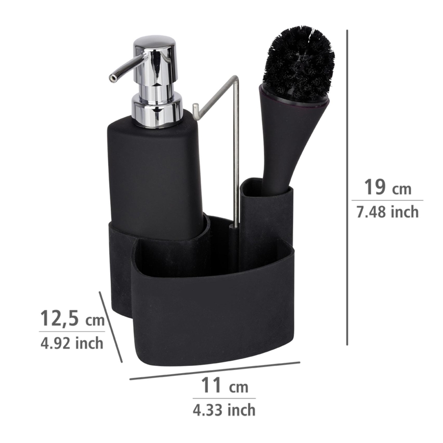 WENKO 3620127800 - Set za pranje EMPIRE 11x19 cm crna/srebrna