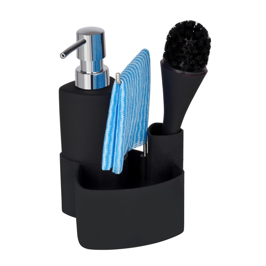WENKO 3620127800 - Set za pranje EMPIRE 11x19 cm crna/srebrna