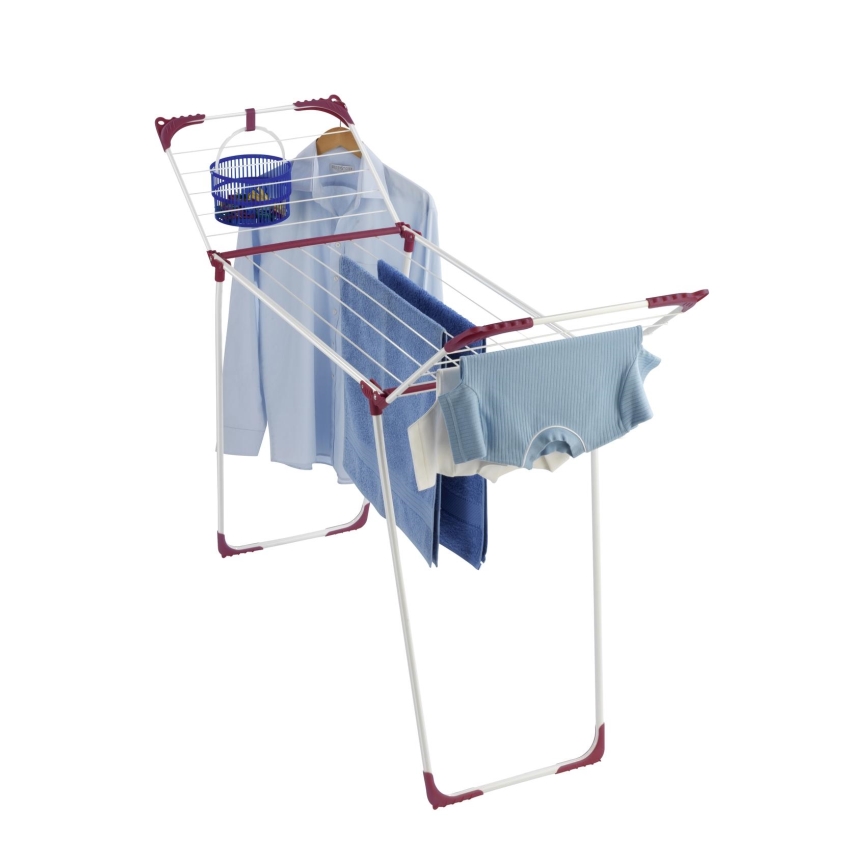 WENKO 3774021100 - Stalak za sušenje veša SUMMER DRY 153x76 cm bela/roze