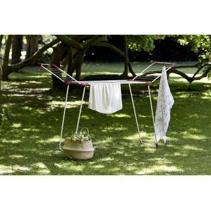 WENKO 3774021100 - Stalak za sušenje veša SUMMER DRY 153x76 cm bela/roze