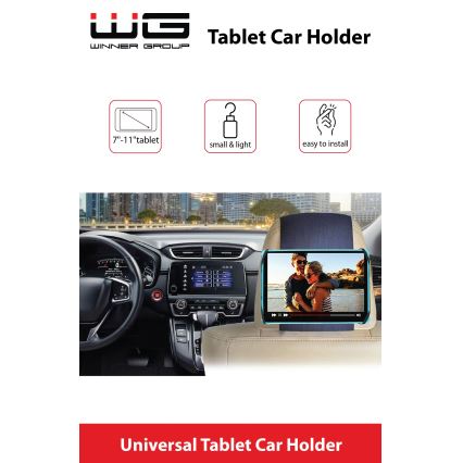 Winner Group - Držač tableta za naslon za glavu u automobilu na čičak, crna