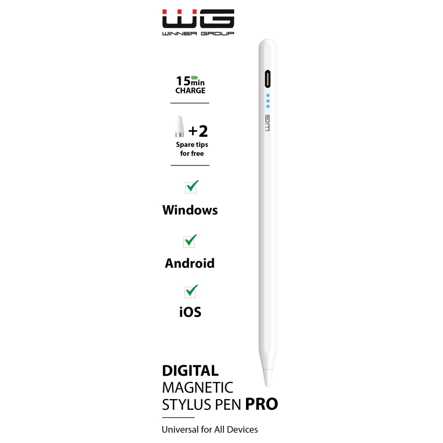 Winner Group - Magnetno dodirno stylus pero belo 100 mAh