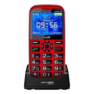 Winner Group - Mobilni telefon za starije osobe 1600 mAh, crveni
