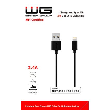 Winner Group - USB kabl MFi Lightning / USB-A 2m crni