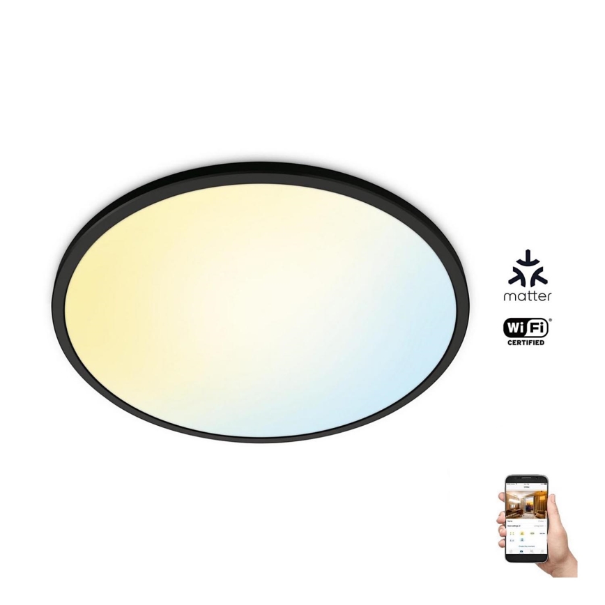 WiZ - LED prigušiva stropna svetiljka SUPERSLIM LED/22W/230V 2700-6500K Wi-Fi crna