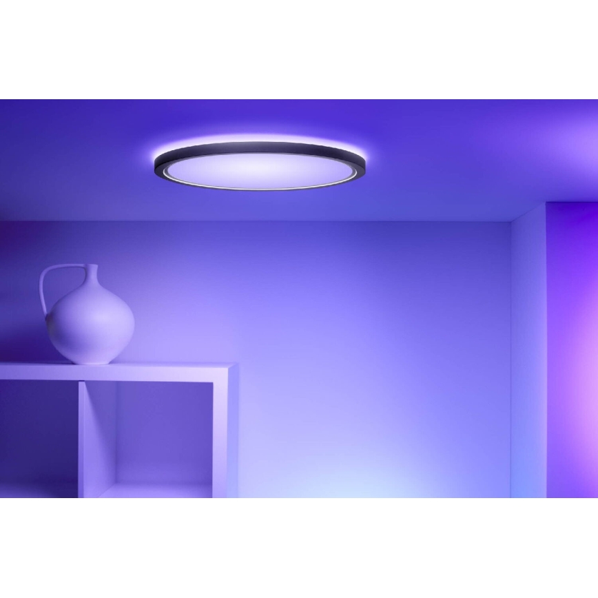 WiZ - LED RGB prigušiva plafonska svetiljka SUPERSLIM LED/22W/230V 2700-6500K Wi-Fi crna