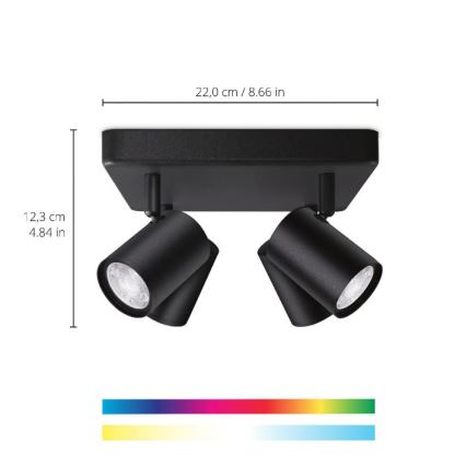 WiZ - LED RGBW prigušiva ugradna spot svetiljka IMAGEO 4xGU10/4,9W/230V 2200-6500K Wi-Fi CRI 90 crna