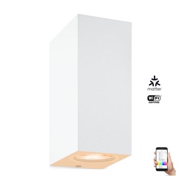 WiZ - LED RGBW prigušiva zidna svetiljka UP&DOWN 2xGU10/4,7W/230V 2200-6500K Wi-Fi CRI 90 bela