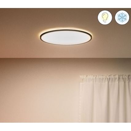 WiZ - LED prigušiva stropna svetiljka SUPERSLIM LED/22W/230V 2700-6500K Wi-Fi crna