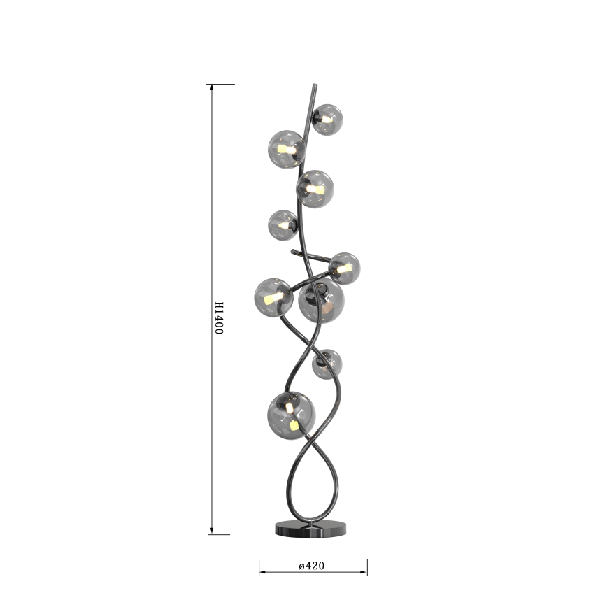 Wofi 3014-905 - LED stojeća lampa NANCY 9xG9/3,5W/230V crni hrom