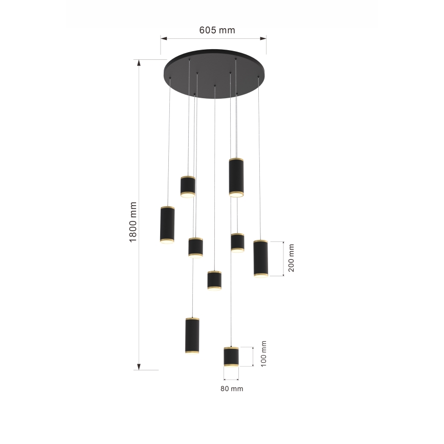 Wofi 5003-904 - LED prigušiva viseći luster na sajli TOULOUSE LED/57W/230V crna/zlatna