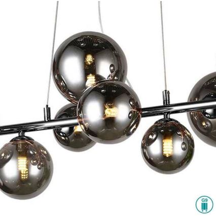 Wofi 6014.10.24.9000 - LED luster na sajli VILLA 10xG9/3W/230V crna/sjajni hrom