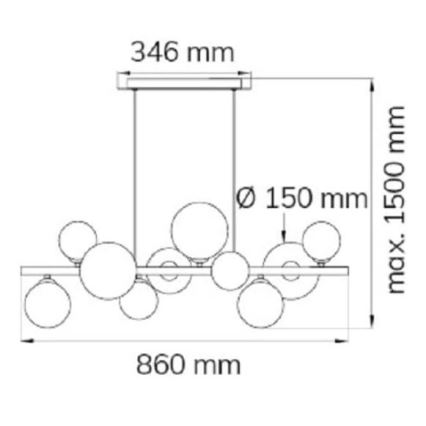 Wofi 6014.10.24.9000 - LED luster na sajli VILLA 10xG9/3W/230V crna/sjajni hrom
