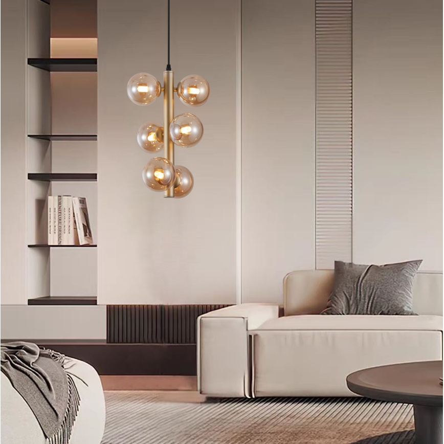 Wofi 6014-601W - LED luster na sajli VILLA 6xG9/3W/230V zlatna