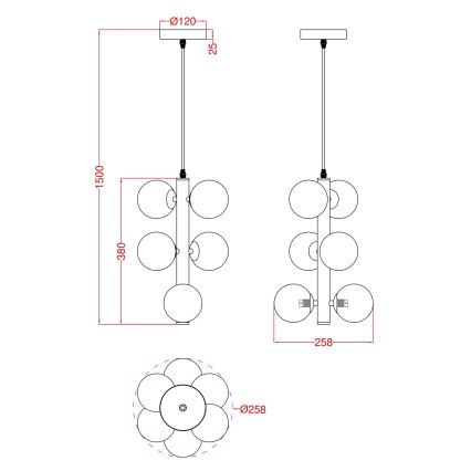 Wofi 6014-601W - LED luster na sajli VILLA 6xG9/3W/230V zlatna