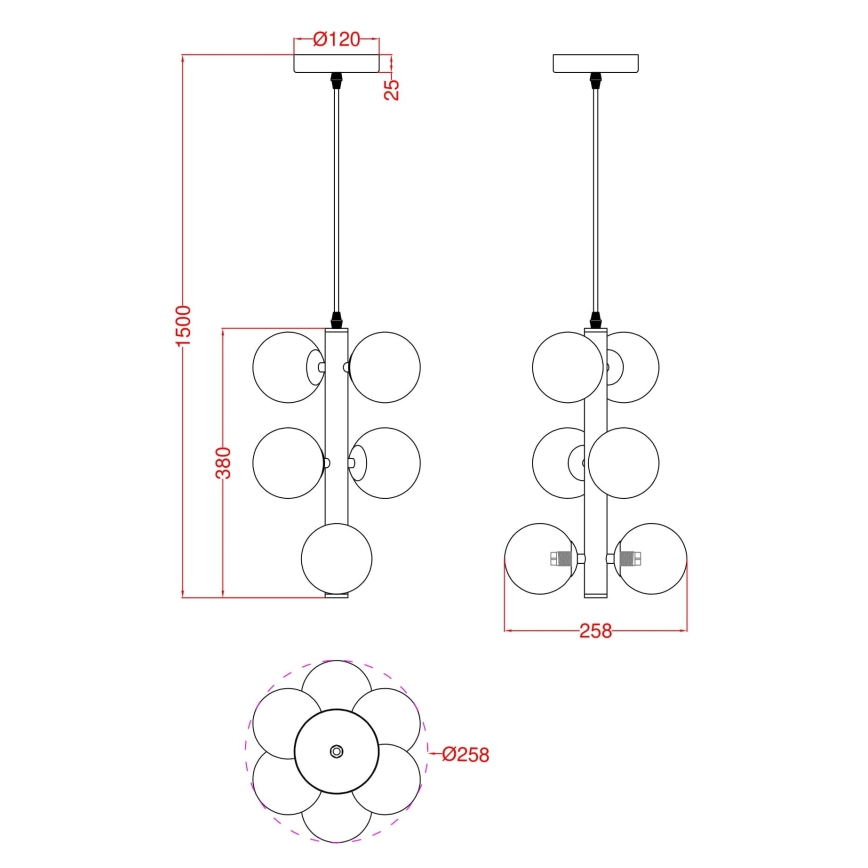 Wofi 6014-601W - LED luster na sajli VILLA 6xG9/3W/230V zlatna