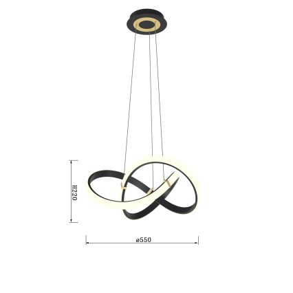 Wofi 6134-104 - LED prigušiva luster na sajli INDIGO LED/44W/230V crna/zlatna