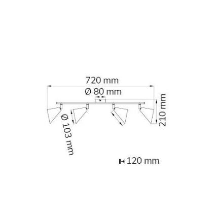 Wofi 70108G - Stropna lampa GLORIA 4xE14/28W/230V