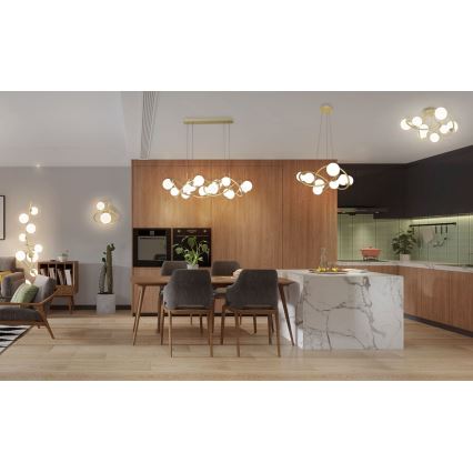 Wofi 7014-1401 - LED luster na sajli NANCY 14xG9/3,5W/230V zlatna/bela