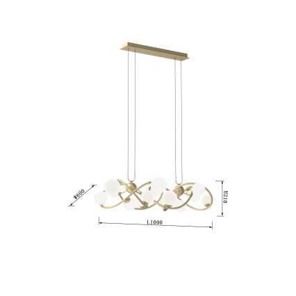 Wofi 7014-1401 - LED luster na sajli NANCY 14xG9/3,5W/230V zlatna/bela