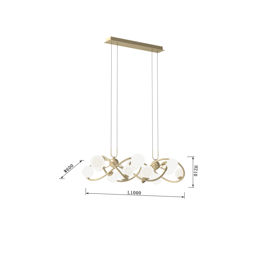 Wofi 7014-1401 - LED luster na sajli NANCY 14xG9/3,5W/230V zlatna/bela