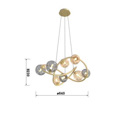 Wofi 7014-804 - LED luster na sajli NANCY 8xG9/3,5W/230V zlatna/siva