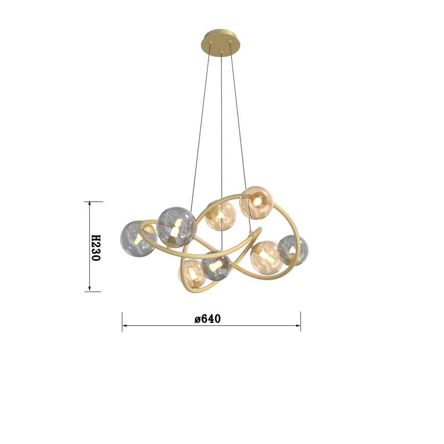Wofi 7014-804 - LED luster na sajli NANCY 8xG9/3,5W/230V zlatna/siva