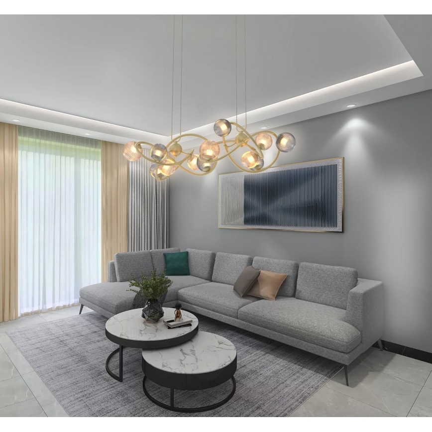 Wofi 7015-1404 - LED luster na sajli METZ 14xG9/3,5W/230V zlatna/siva