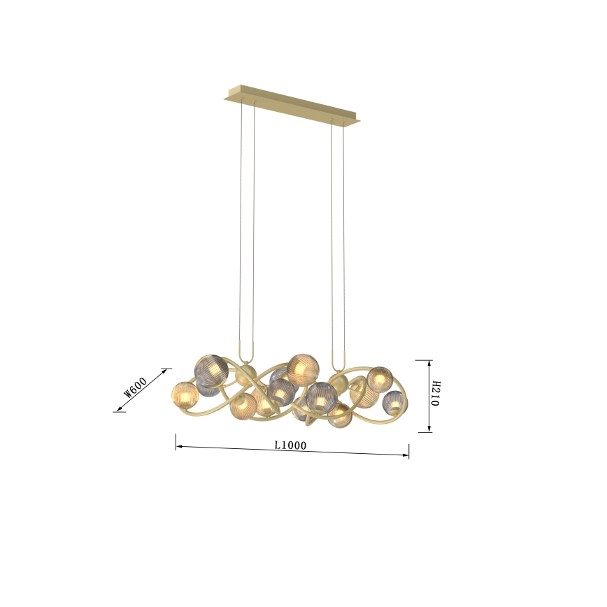Wofi 7015-1404 - LED luster na sajli METZ 14xG9/3,5W/230V zlatna/siva