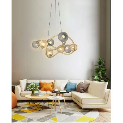 Wofi 7015-804 - LED luster na sajli METZ 8xG9/3,5W/230V zlatna/siva