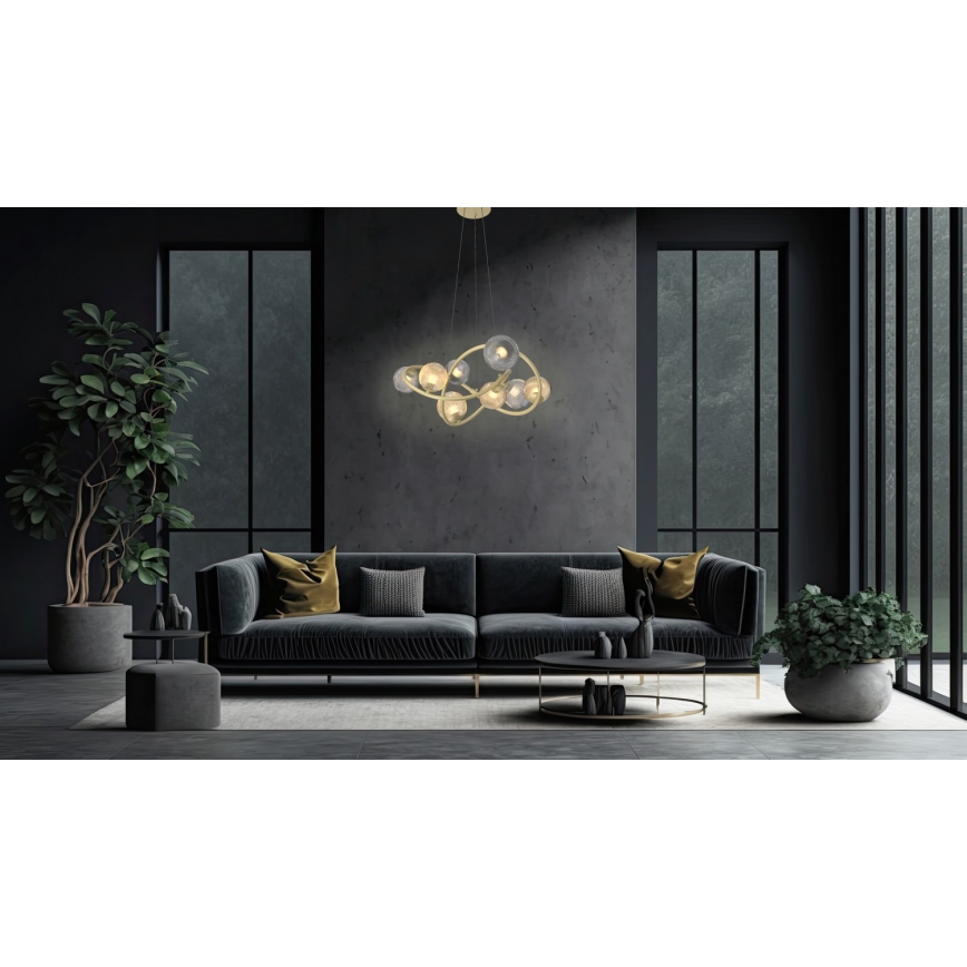 Wofi 7015-804 - LED luster na sajli METZ 8xG9/3,5W/230V zlatna/siva
