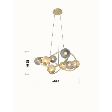 Wofi 7015-804 - LED luster na sajli METZ 8xG9/3,5W/230V zlatna/siva
