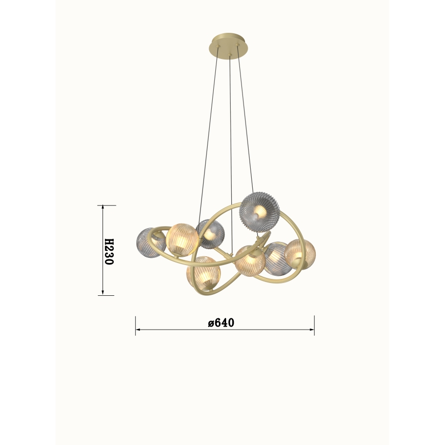 Wofi 7015-804 - LED luster na sajli METZ 8xG9/3,5W/230V zlatna/siva