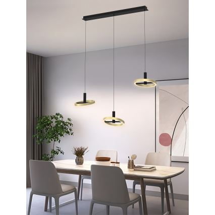 Wofi 7016-304 - LED prigušiva luster na sajli BREST LED/26W/230V crna/zlatna