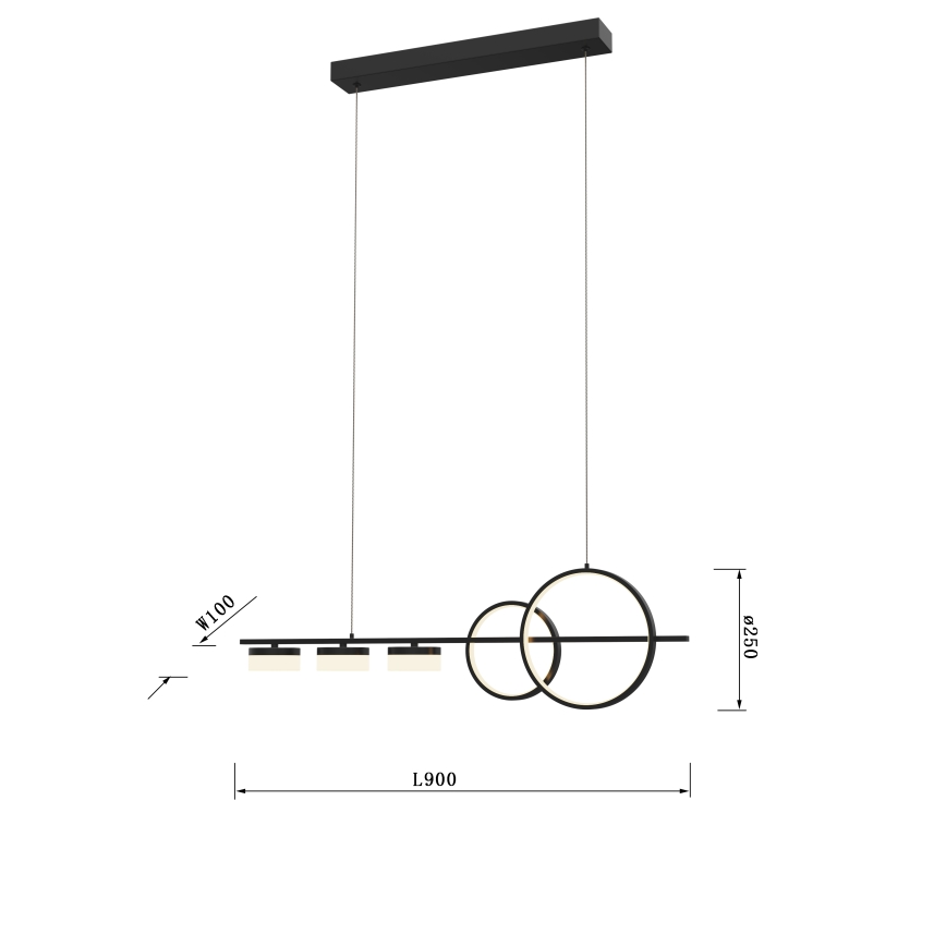 Wofi 7030-502 - LED prigušiva luster na sajli MESSINA LED/40W/230V crna