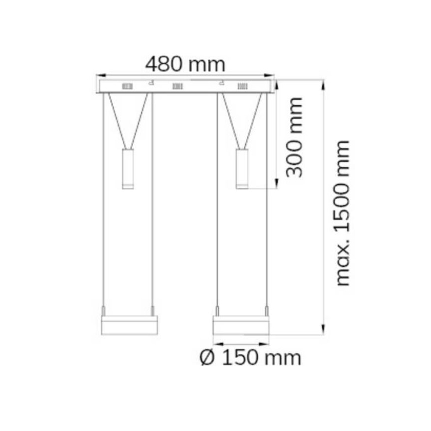 Wofi 7263.04.54.6000 - LED prigušiva luster na sajli JETTE 2xLED/7,5W/230V + 2xLED/1W