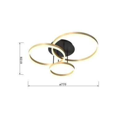 Wofi 9049-401 - LED prigušiva plafonski luster PERPIGNAN LED/51W/230V zlatni