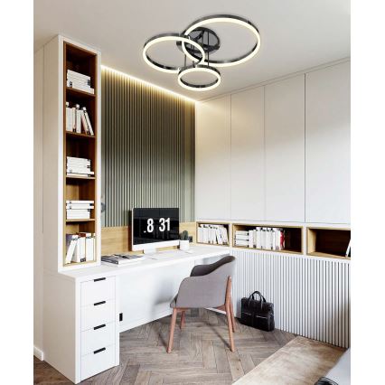 Wofi 9049-405 - LED prigušiva nadgradni luster PERPIGNAN LED/51W/230V crna/sijajni hrom