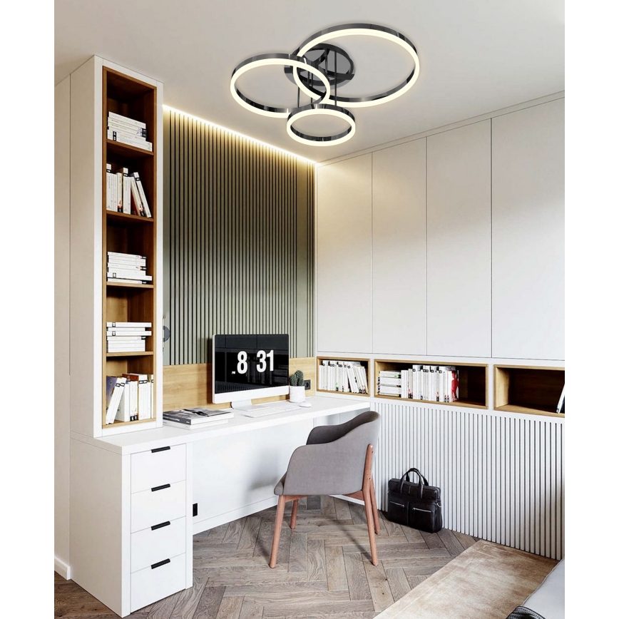 Wofi 9049-405 - LED prigušiva nadgradni luster PERPIGNAN LED/51W/230V crna/sijajni hrom