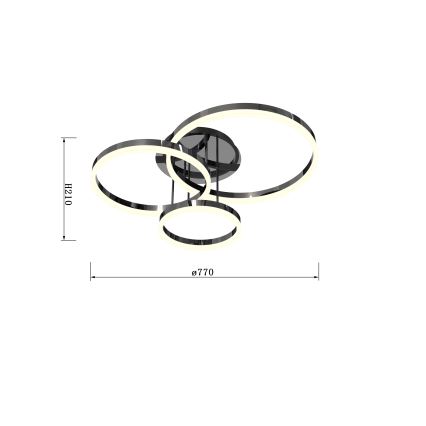 Wofi 9049-405 - LED prigušiva nadgradni luster PERPIGNAN LED/51W/230V crna/sijajni hrom