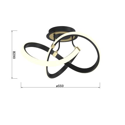 Wofi 9134-104 - LED prigušiva plafonski luster INDIGO LED/44W/230V crna/zlatna